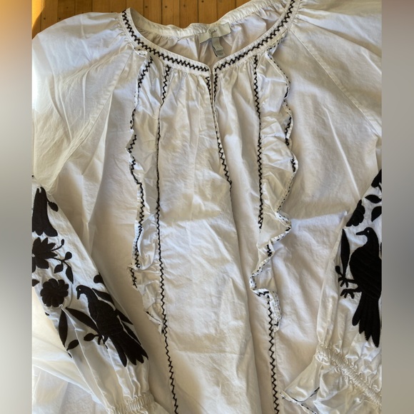Joie Large Womens Embroidered Peasant Pullover Blouse, Style - Picture 4 of 9